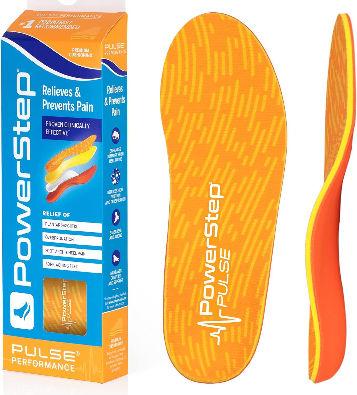 Powerstep Pinnacle orange Orthotics - Arch Support Inserts for Pain Relief,