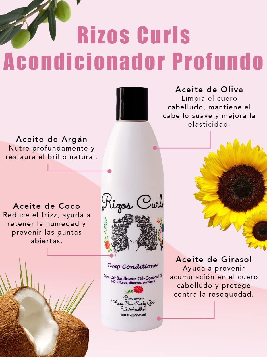 Rizos Curls Deep Conditioner W/ Olive, Sunflower & Coconut Oil 10 Fl. Oz.