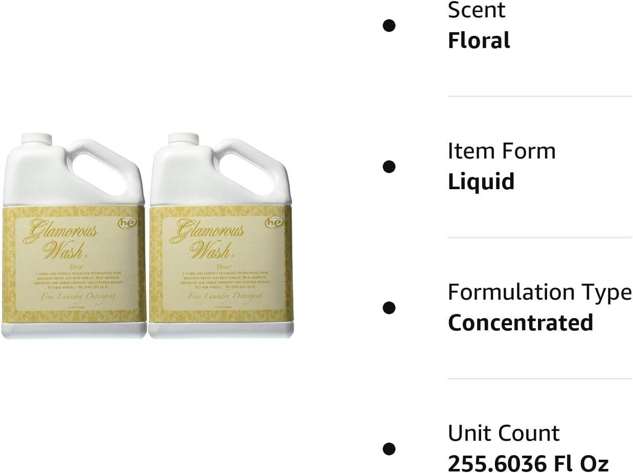 Tyler Candle Company Glamorous Wash Laundry Detergent, Diva, 1 Gallon (2 Pack)