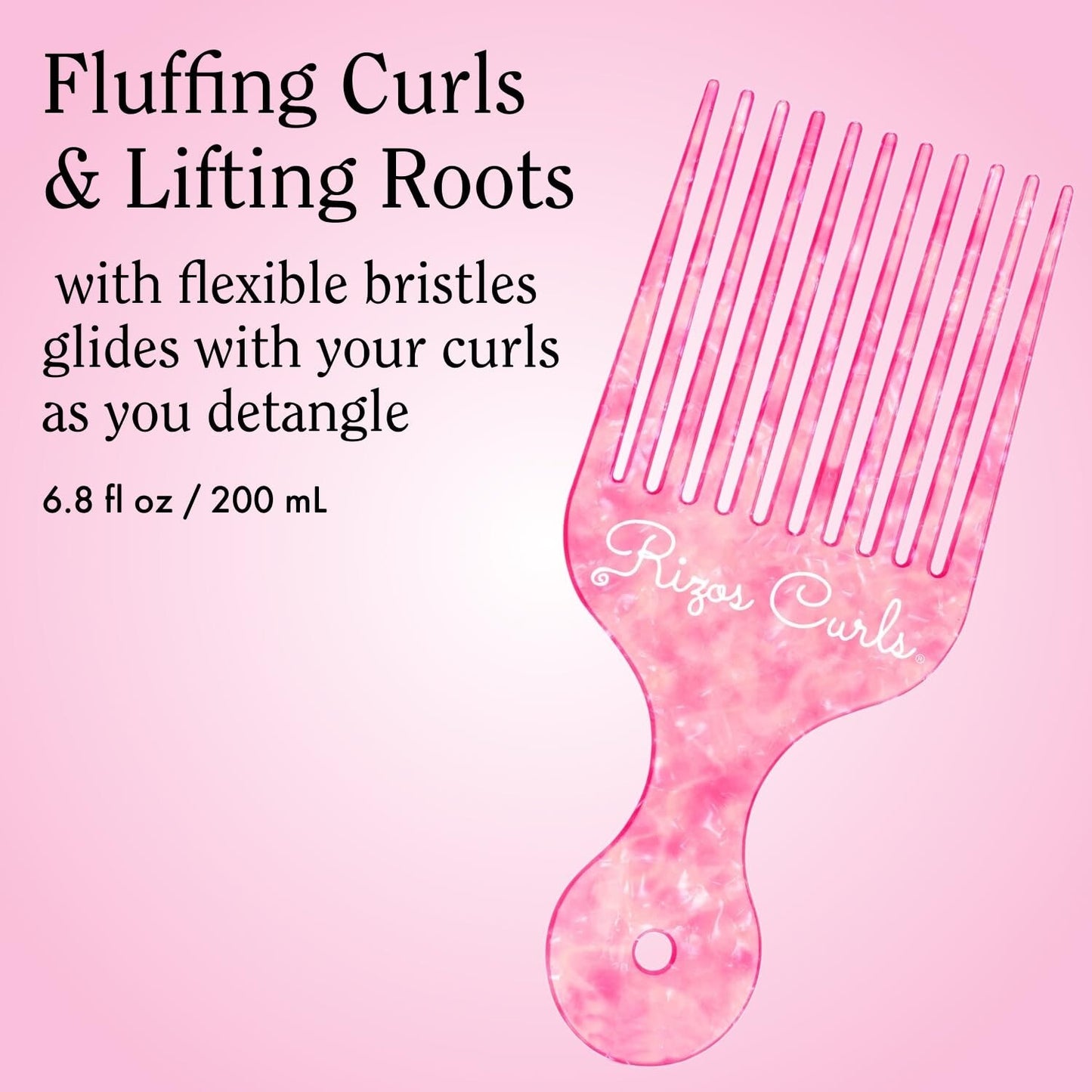 Rizos Curls Hair Pick Comb, Fluff Curls & Add Volume (2 Pack)