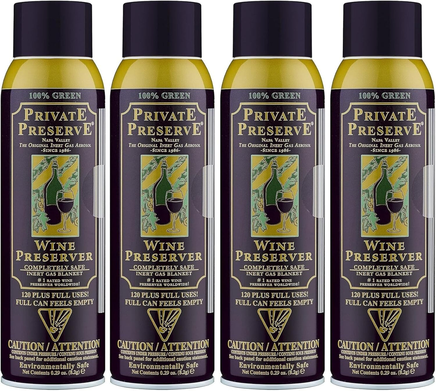 PRIVATE PRESERVE Wine Preserver Inert Gas Aerosol Bottle Sparging System x4