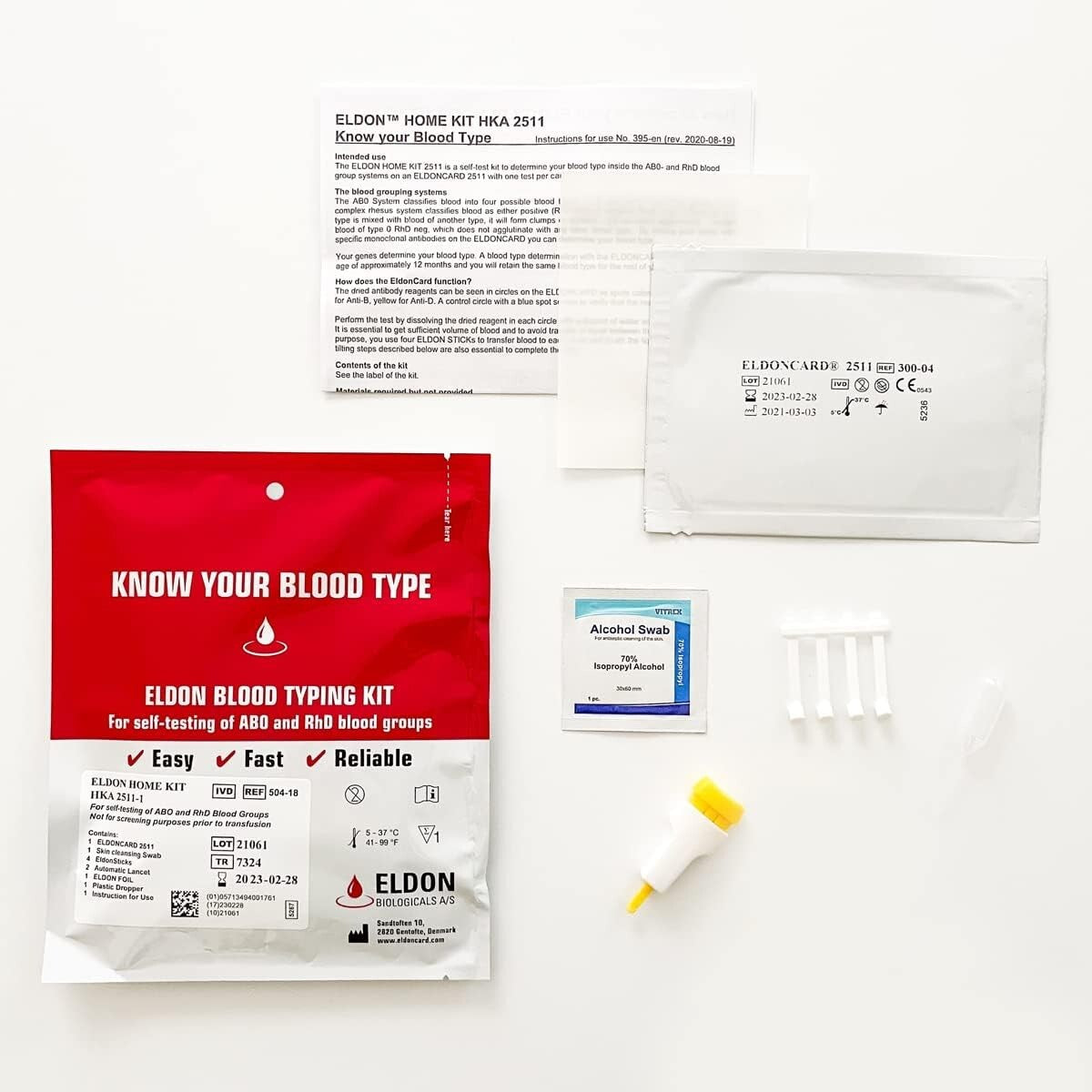 EldonCard Blood Typing Test Kit, 5-Pack