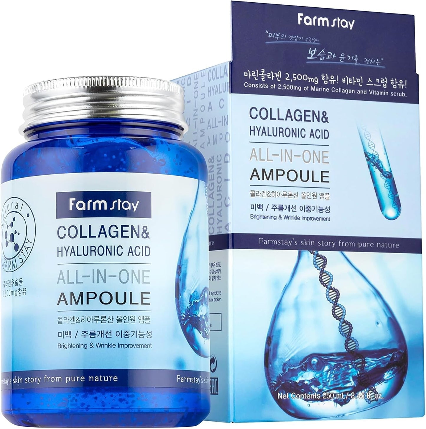 FARM STAY Collagen & Hyaluronic Acid All In One Ampoule - 250ml / 8.45 oz