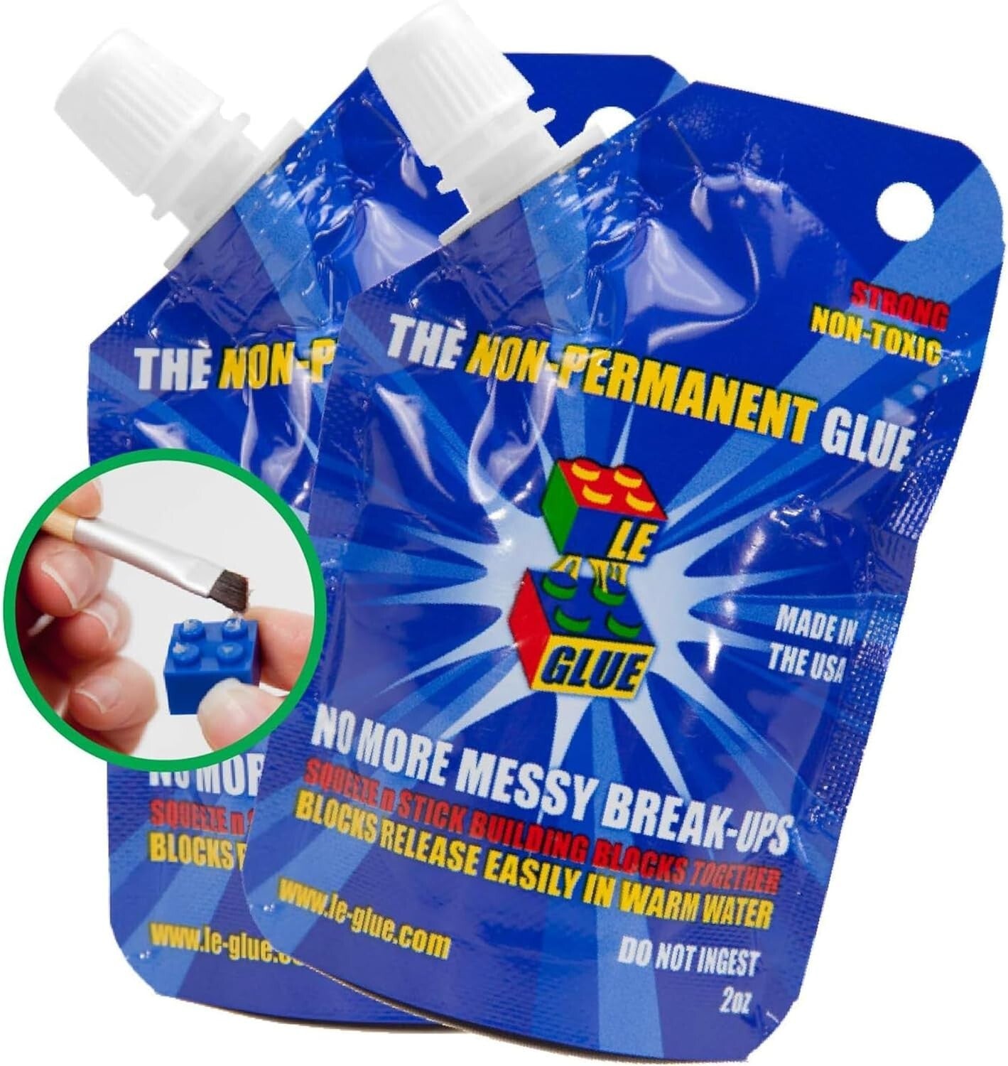 Le-Glue Releasable Adhesive made for Building Blocks (2 Pack)