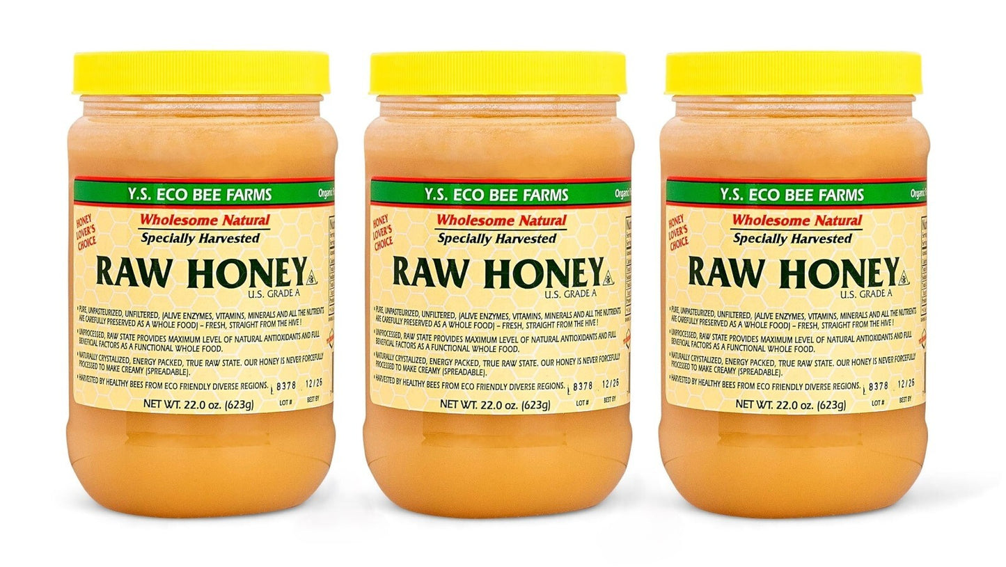 Y.S. Eco Bee Farms Raw Honey 22 oz Pack of 3