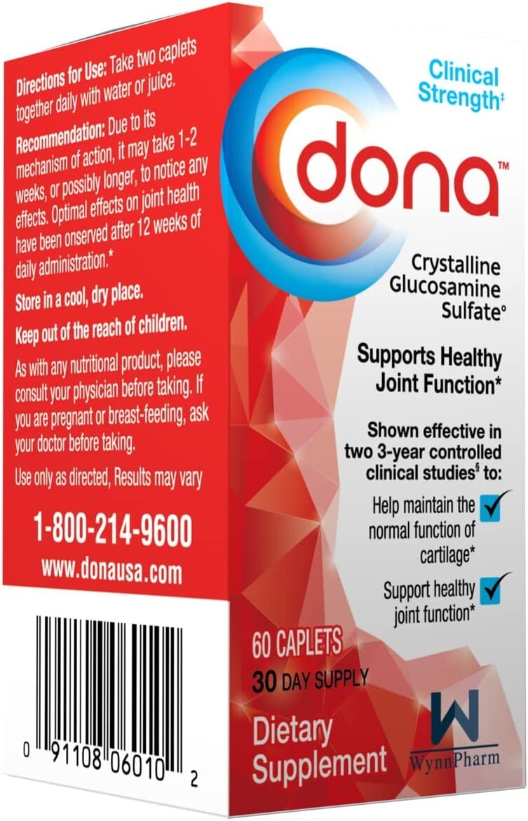 Dona Crystalline Glucosamine Sulfate, 750 Mg, 60 Count