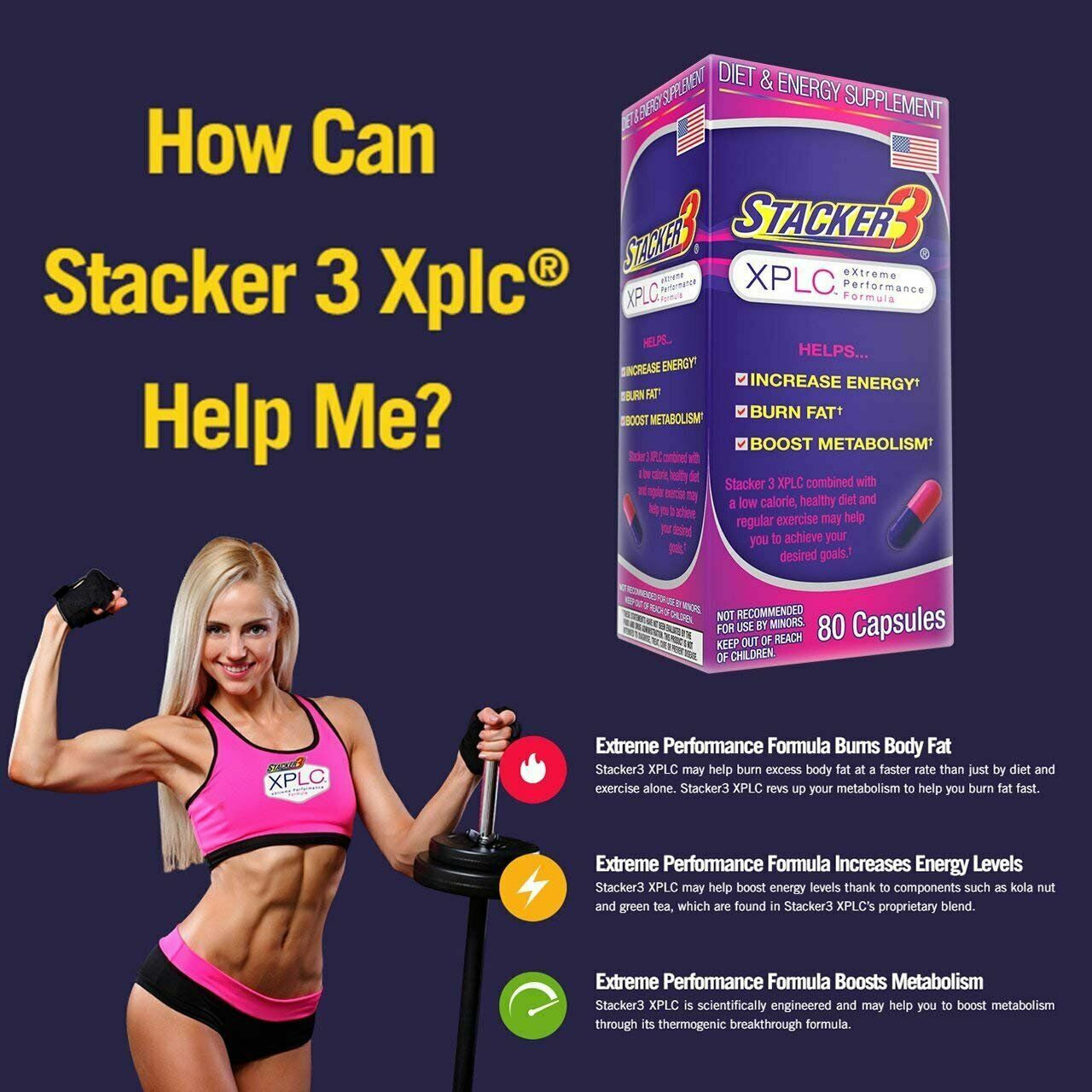 Stacker 3 XPLC Body Fat Burner and Metabolism Boosting 80 capsules