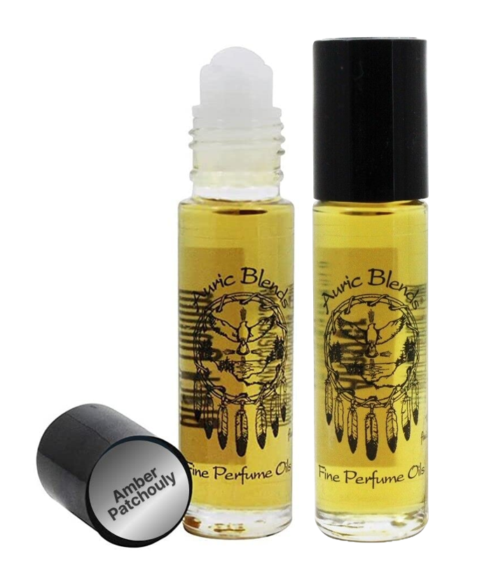 Auric Blends 'Amber Patchouly' Scented Fine Perfume Body Oil Roll On, (2 Pack)