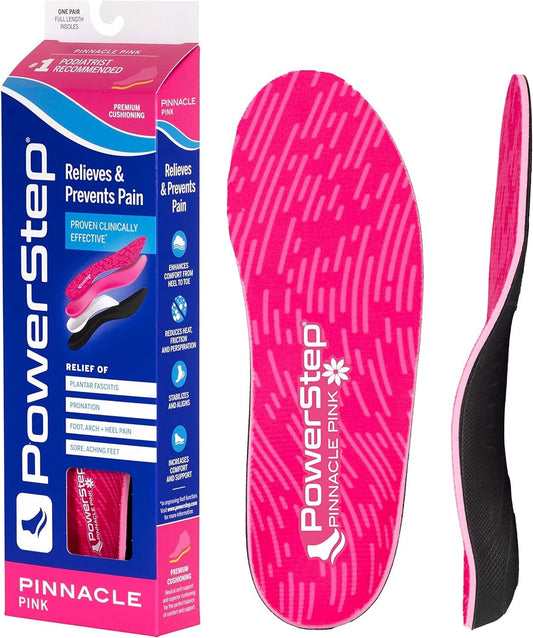 Powerstep Pinnacle Pink Orthotics - Arch Support Inserts for Pain Relief,