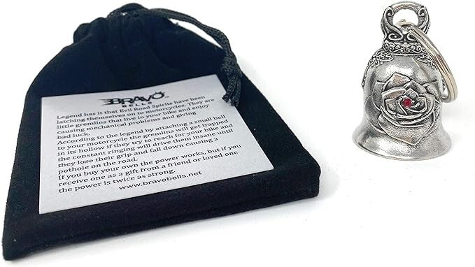 Bravo Bells Rose Diamond Bell - Biker Bell Accessory or Key Chain,