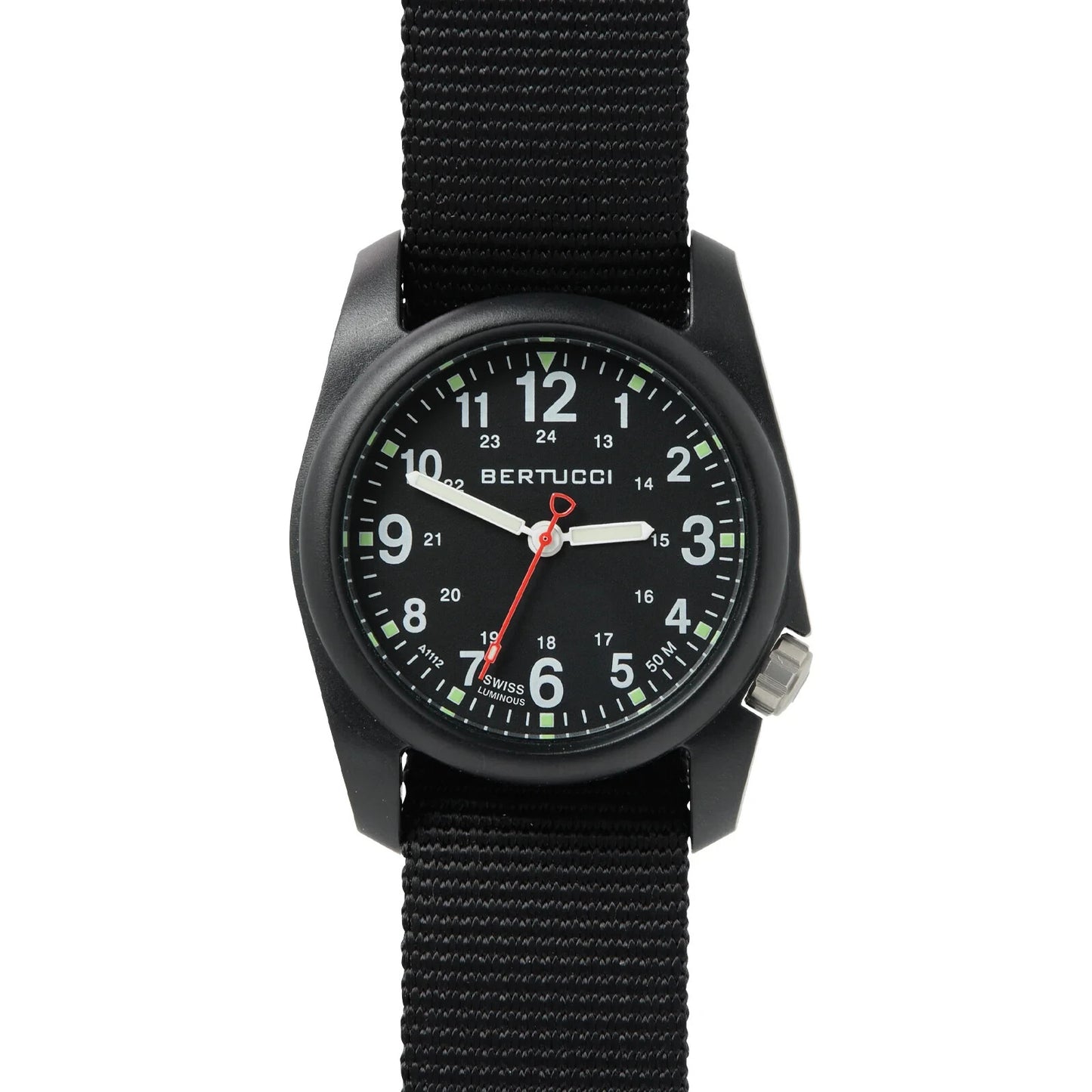 Bertucci, DX3 Field Watch, Black Case, Black Dial, Black Nylon Band, #11015