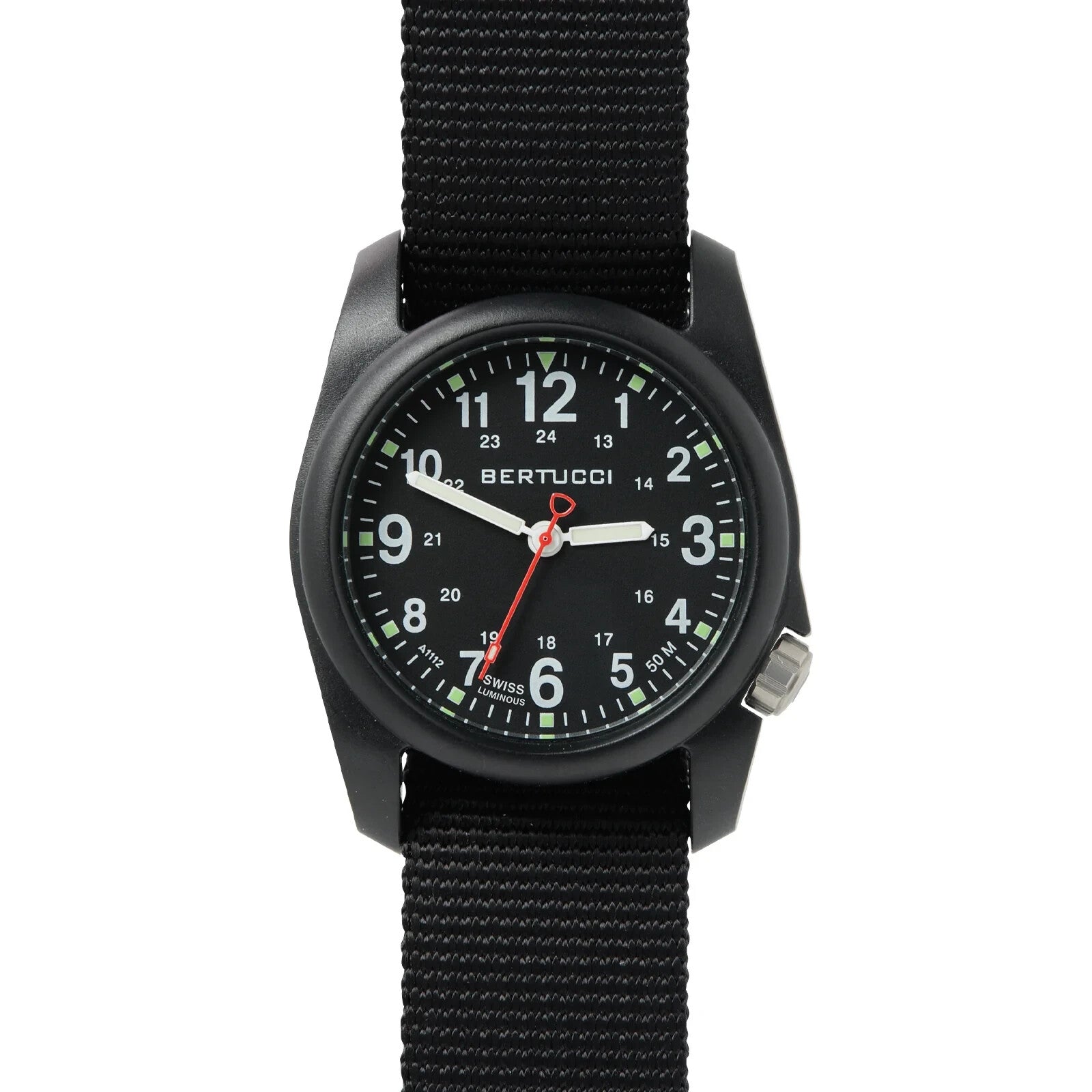 Bertucci, DX3 Field Watch, Black Case, Black Dial, Black Nylon Band, #11015