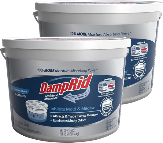 DampRid Hi-Capacity Moisture Absorber Bucket, Fragrance Free, 2 lb. 15. (2 Pack)