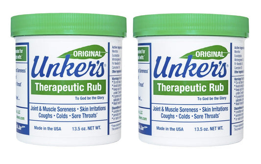 Unkers Therapeutic Rub for Joint Pain, Sore Muscles, Burn Cream, 13.5 oz 2 Pack