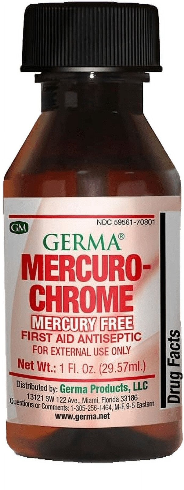 GERMA MercuroChrome Antiseptic 1oz Prevent infection in cuts, (Pack of 2)