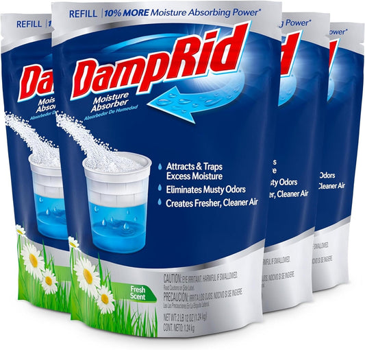 DampRid Refill Bag - Fresh Scent Moisture Absorbers for Rooms Humidity, (4 Pack)