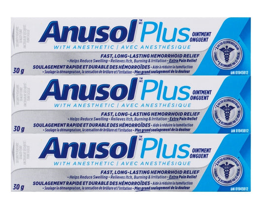 Anusol Plus Hemorrhoidal Ointment Treatment 30g | Fast Relief (3 Pack)