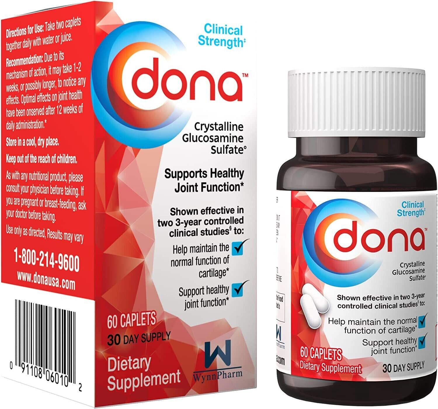 Dona Crystalline Glucosamine Sulfate, 750 Mg, 60 Count