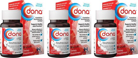 Dona Crystalline Glucosamine Sulfate, 750 Mg, 60 Count (3 Pack)