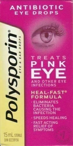 POLYSPORIN Antibiotic Pink Eye Eye Drops Relief Treatment Formula 15ml (3 Pack)