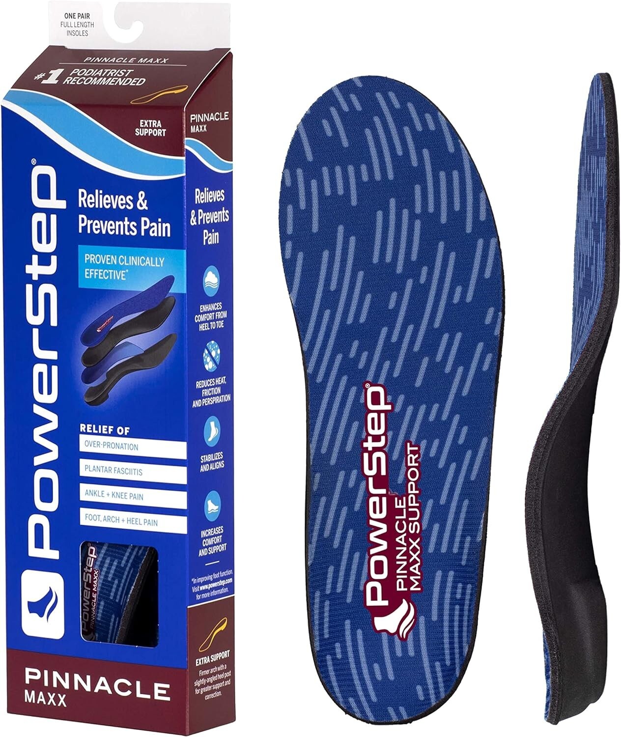 Powerstep Pinnacle Maxx Full Length Insoles Arch Supports Orthotics 