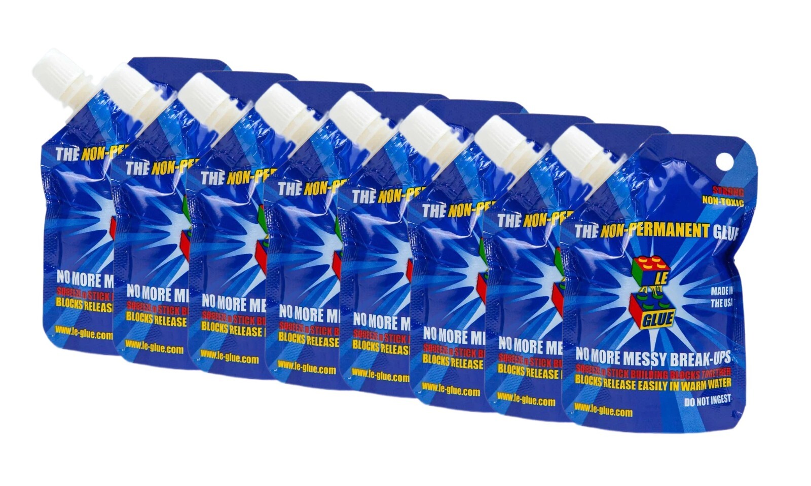 Le-Glue Releasable Adhesive made for Building Blocks (8 Pack)