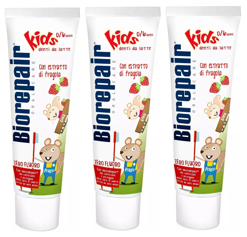 BIOREPAIR Oral Care Kids 0-6 (50ml) Wild Strawberry (3 Pack) Packaging May Vary