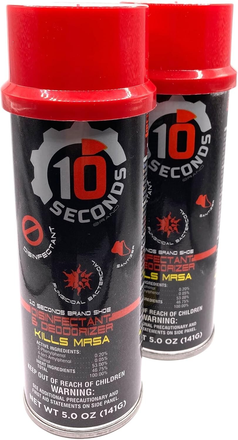 10 Seconds Bactericidal Shoe Disinfectant and Deodorizer Spray  5oz (2 Pack)