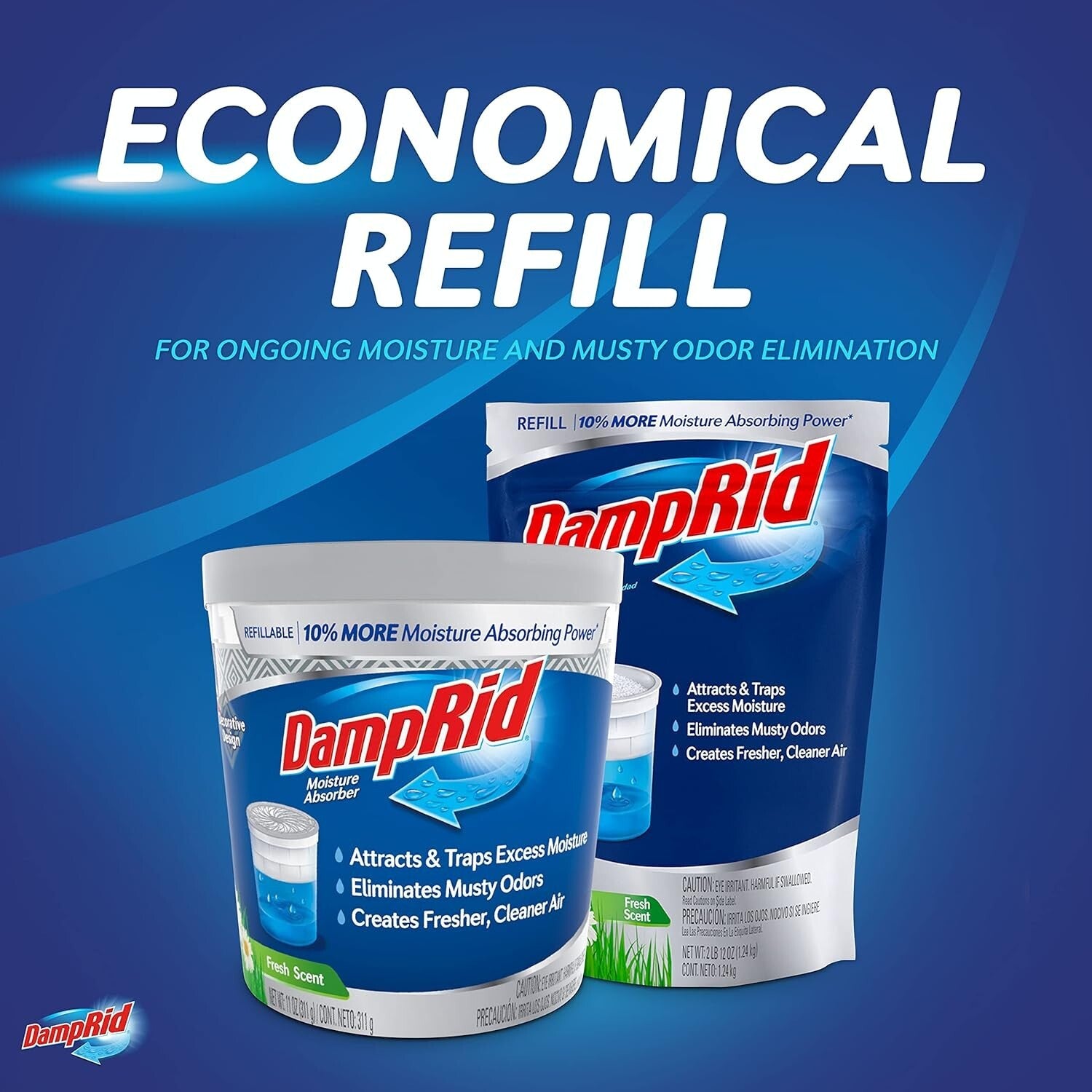 DampRid Refill Bag - Fresh Scent Moisture Absorbers for Rooms Humidity, (4 Pack)