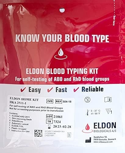 EldonCard Blood Typing Test Kit - Single Kit