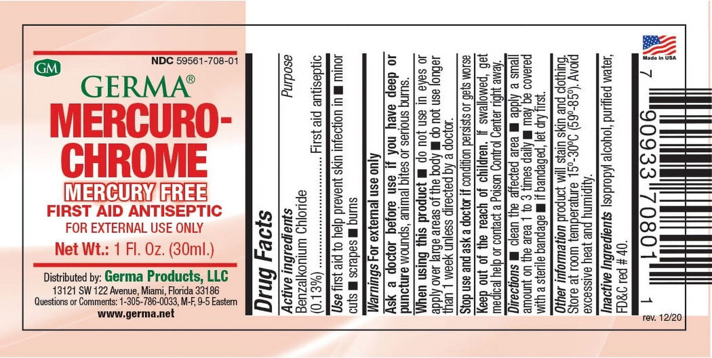 GERMA MercuroChrome Antiseptic 1oz Prevent infection in cuts, (Pack of 2)