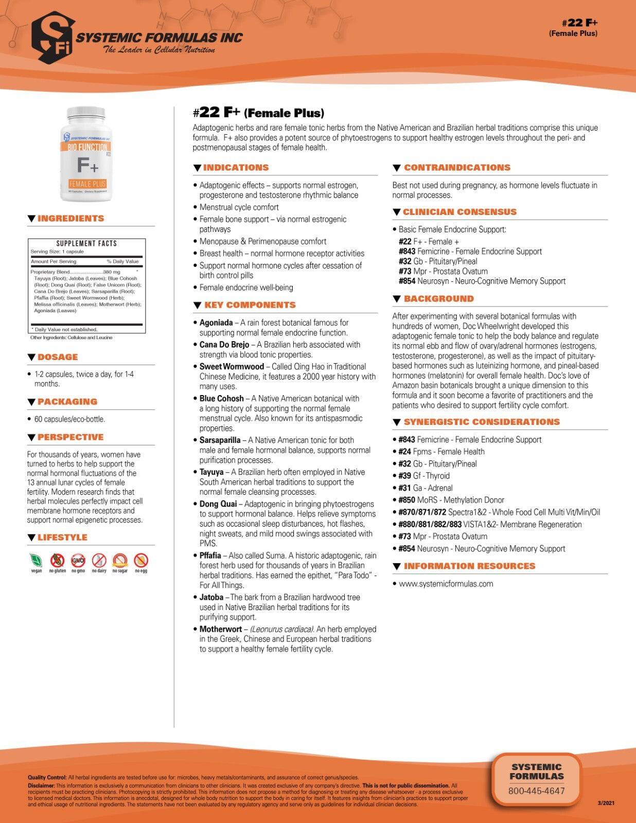 Systemic Formulas F+ Female Plus Bio Function