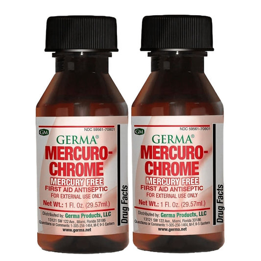GERMA MercuroChrome Antiseptic 1oz Prevent infection in cuts, (Pack of 2)