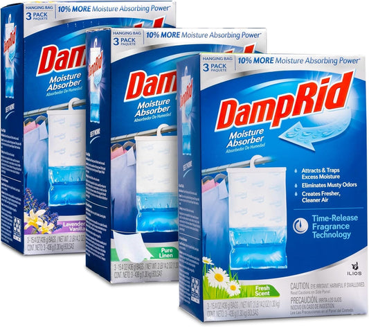 Damp Rid Hanging Bag Moisture Absorbers - 3 Packs of 3-15.4oz