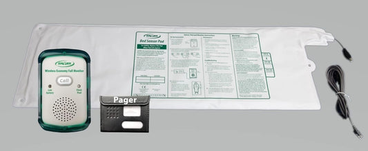 Wireless Economy Quiet Fall Alert with 10in x 30in Bed Pad and Caregiver Pager