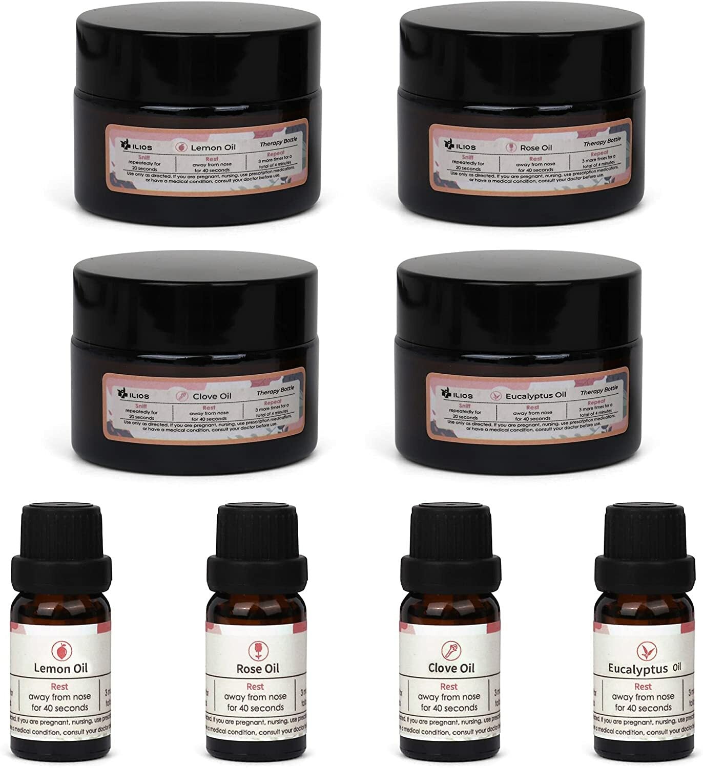 Ilios Olfactory Smell Training Kit, 4 Natural Essential Oils