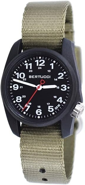 Bertucci A-1R Field Comfort Mens Drab Nylon Band Black Quartz Dial Watch - 10501