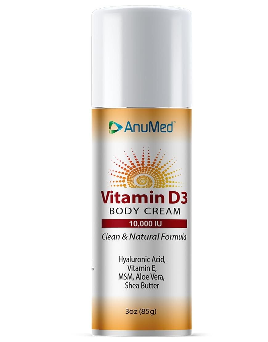 ANUMED Vitamin D3 10,000 IU Cream with Magnesium + Hyaluronic Acid (2 Pack)