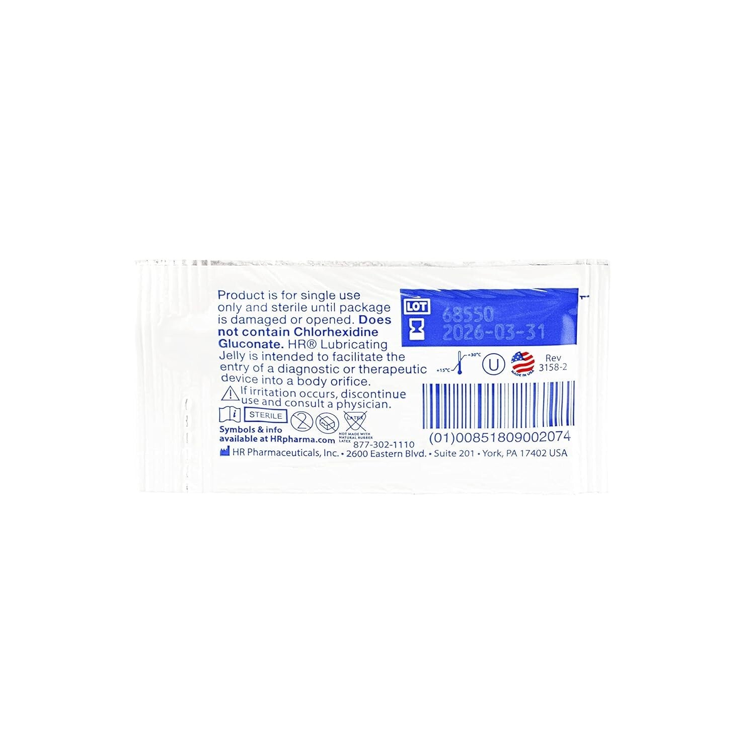 869212BX - Lubricating Jelly HR One Shot 3 Gram Individual Packet Sterile
