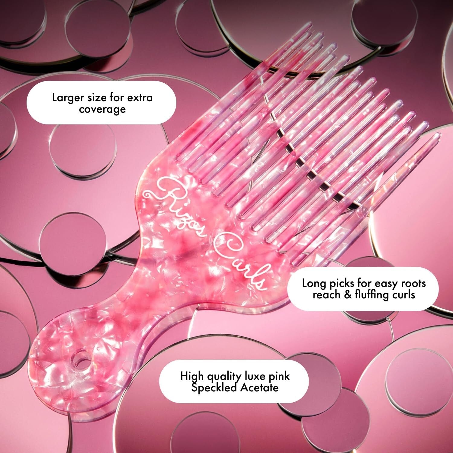 Rizos Curls Hair Pick Comb, Fluff Curls & Add Volume (2 Pack)