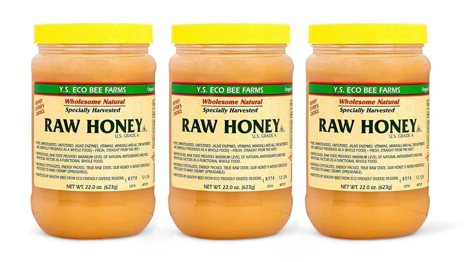 Y.S. Eco Bee Farms Raw Honey  22 oz Pack of 3