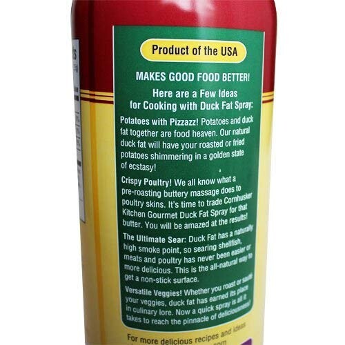 Cornhusker Kitchen's Duck Fat Cooking Oil Spray 7 oz - Case of 6 Cans
