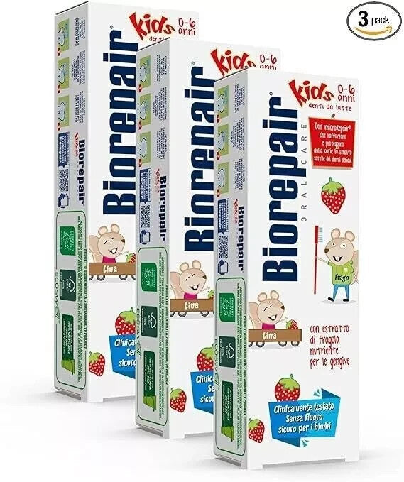 BIOREPAIR Oral Care Kids 0-6 (50ml) Wild Strawberry (3 Pack) Packaging May Vary