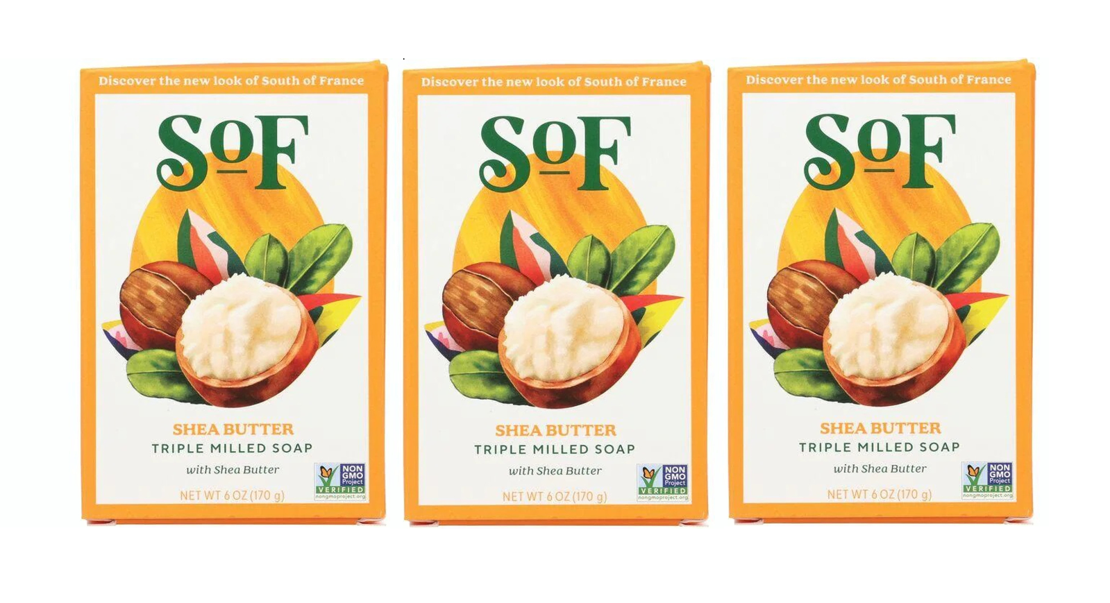 South of France French Milled Bar Soap Shea Butter - 6 oz (3 Pack)